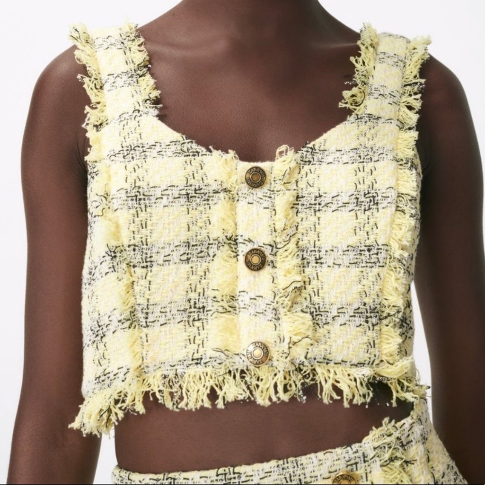 Zara tweed sleeveless crop top